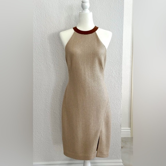 Elegant Ralph Lauren Tan Halter Summer Dress - Picture 1 of 6